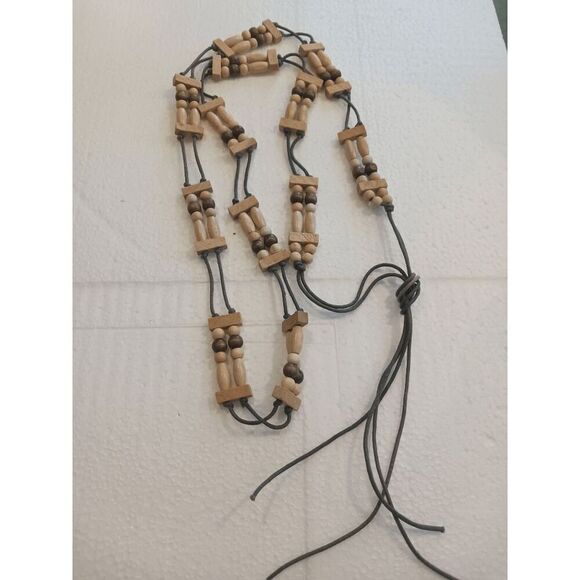 Bohemian Cottage Vibes Wooden Beaded Tie Belt - 57" - Picture 1 of 4